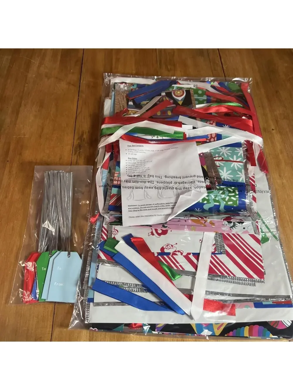 Kringle Express 50 Piece Drawstring Gift Bag and Tag Set, New